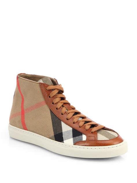 40134751 burberry high top|Check and Leather High.